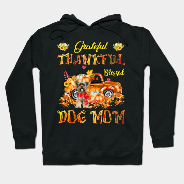 Yorkshire Terrier Pumpkin Thankful Grateful Blessed Dog Mom Hoodie by Benko Clarence